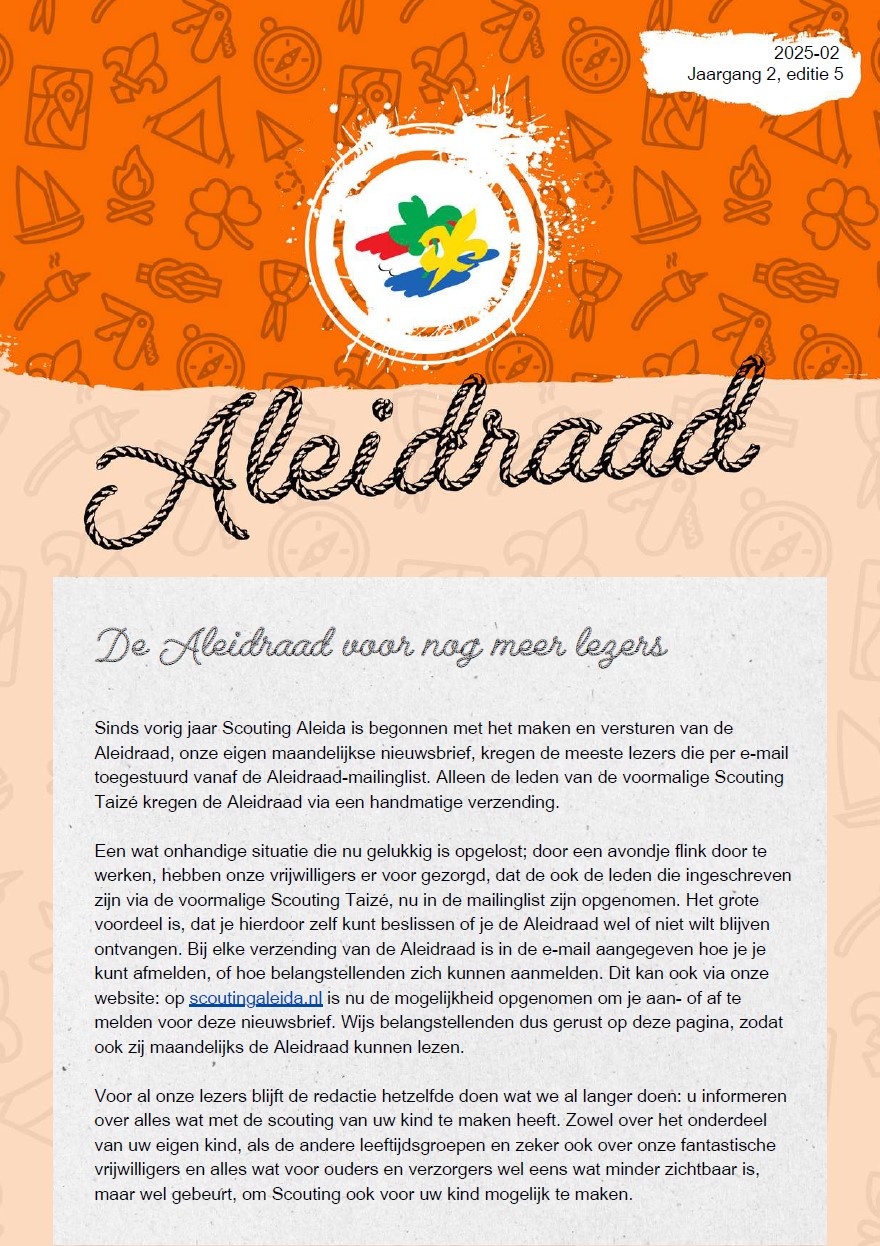 De Aleidraad van februari 2025 van Scouting Aleida Schiedam