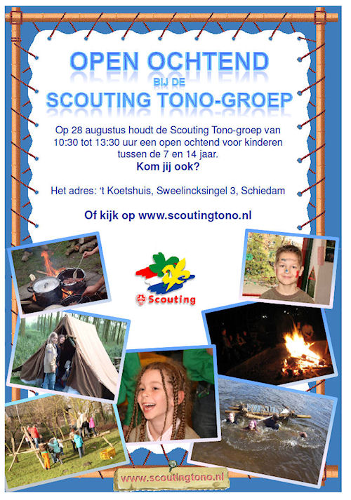 Scouting? Wat is dat dan? Tijdens deze open ochtend kan je kennis maken bij de leukste scoutinggroep van Vlaardingen. Geheel vrijblijvend.