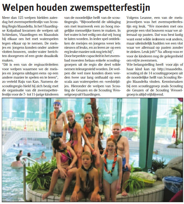 Ook de Maasluise Courant van donderdag 31 oktober drukt het verhaal van Leanne af, en wel op pagina 27