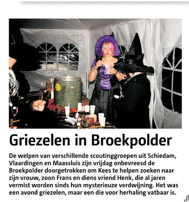 In het Groot Vlaardingen van 15 oktober 2014 het verhaal van het regiospel voor welpen van Scouting Regio Maasdelta