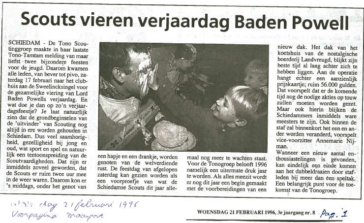 De voorpagina van de Maaspost van 21 februari 1996