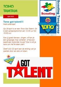 De Tono Tamtam van april 2023 van de Scouting Tono-groep Schiedam
